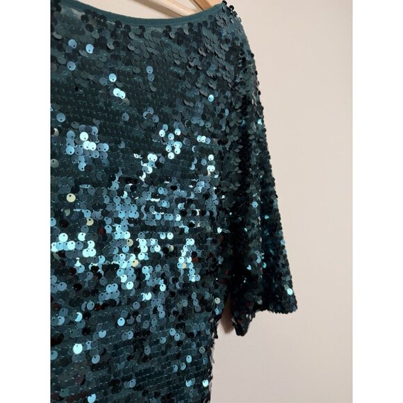 BCBGMAXAZRIA All Over Sequin Gown Jade Green Showgirl Maxi Dress Formal Stretch - Picture 4 of 12